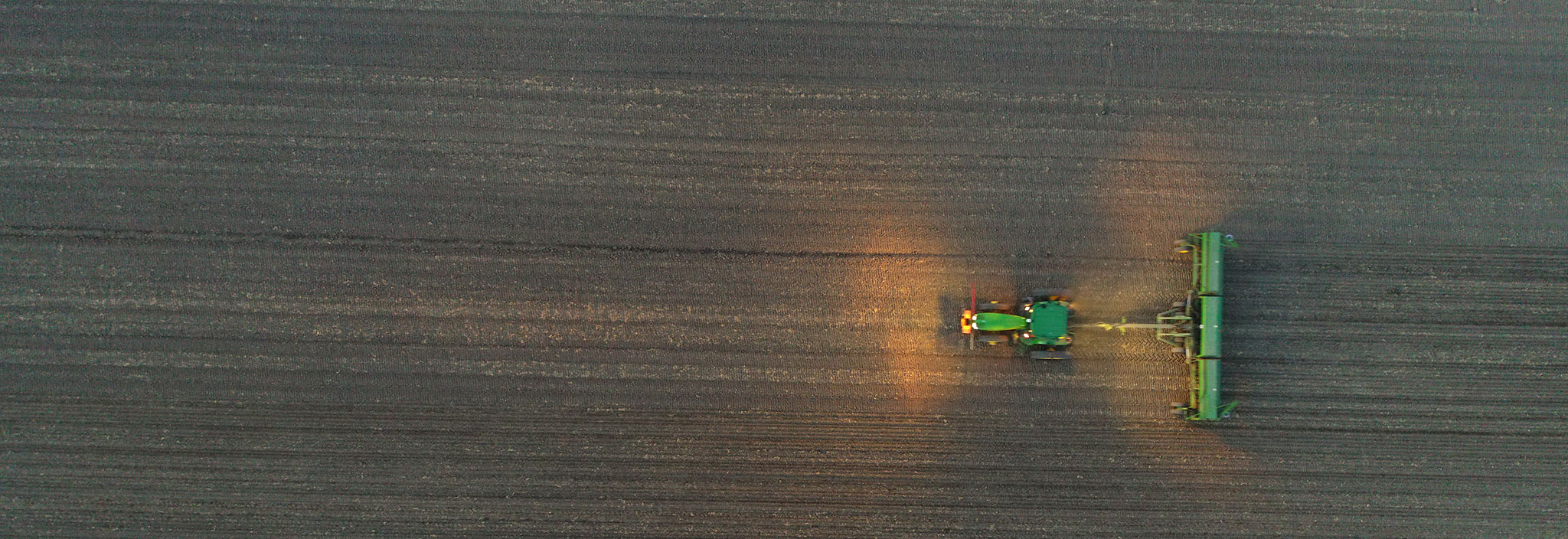 Aerial photo of farm operations at our test plots.